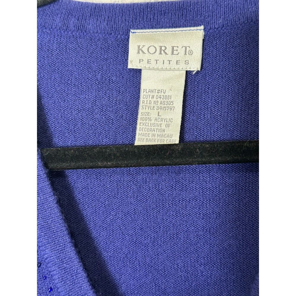 Koret Petites Women's Grannycore Embroidered & Beaded Button Up Cardigan Size LP - Picture 3 of 4
